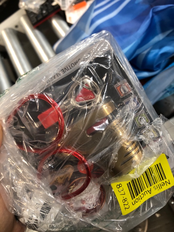 Photo 1 of Motorcycle Locks Heavy Duty Anti Theft,Cable Locks with Combination,Heavy Duty Bike Lock with Key,Mini Lock,Wheel Disc Lock,Disk Brake Lock Accessories for Adult Bikes and Cables Gold
