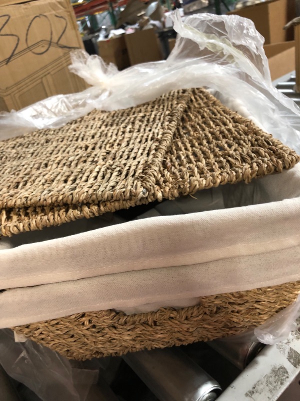 Photo 4 of *STOCK PHOTO REFERENCE ONLY*** StorageWorks Seagrass Storage Baskets, Handwoven Rattan Baskets for Organizing, Decorative Wicker Baskets with Built-in Handles, 2 Pack Natural Sea Grass