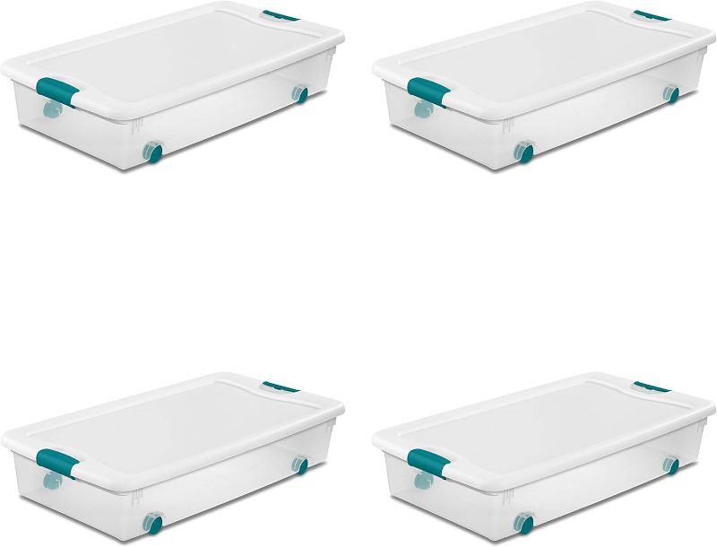 Photo 1 of *STOCK PHOTO REFERENCE ONLY** Tatay Underbed Storage Box, 32 L, Polypropylene, Turquoise, One Size