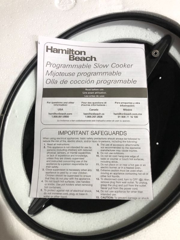 Photo 6 of ***MAJOR DAMAGE - SEE NOTES***
Hamilton Beach Portable 6-Quart Set & Forget Digital Programmable Slow Cooker with Lid Lock