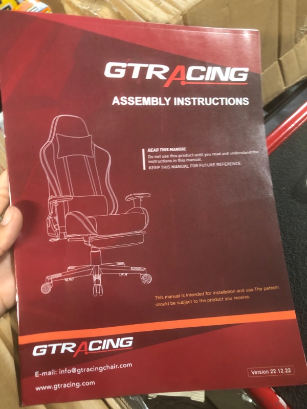 Photo 2 of GTRACING Gaming Chair with Footrest Speakers Video Game Chair Bluetooth Music Heavy Duty Ergonomic Computer Office Desk Chair Red