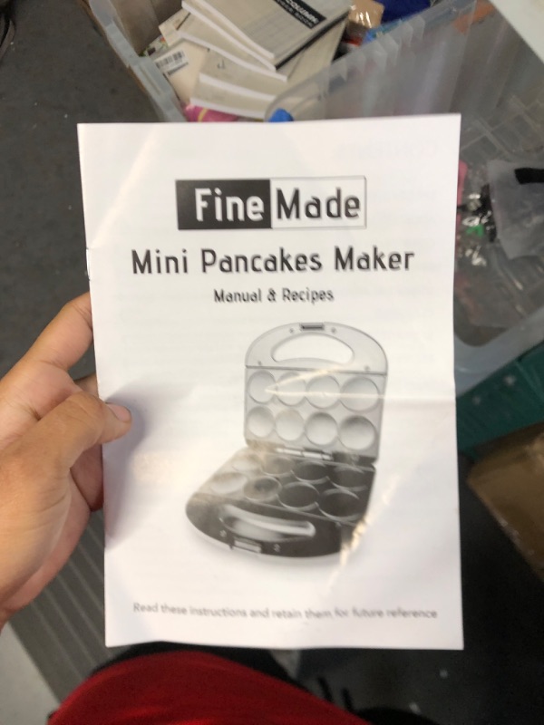 Photo 3 of FineMade Mini Pancakes Maker Machine with Non Stick Plates, Small Pancake Griddle, Makes 8 x 2” Tiny Pancakes, Ideal for Breakfast, Snacks, Desserts and More