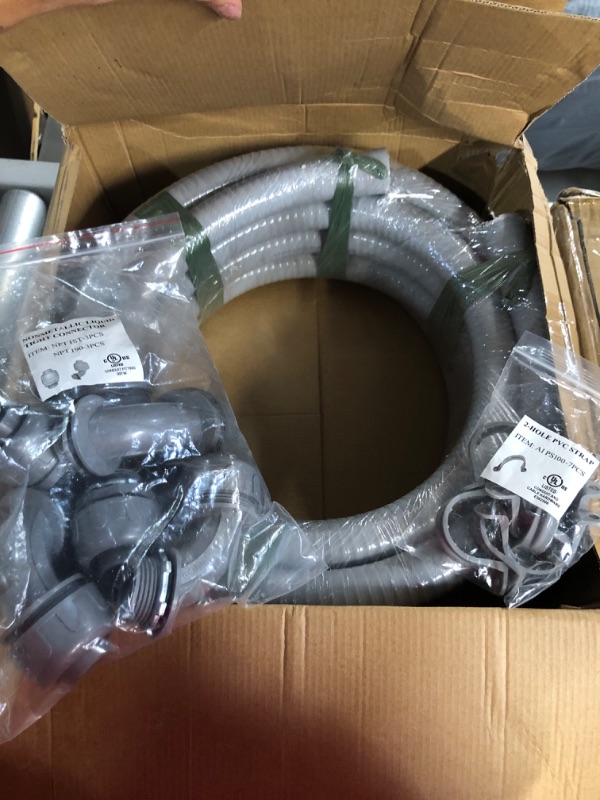 Photo 3 of (1 inch Dia * 25 Feet) Yariwiz Flexible Electrical Conduit Liquid Tight PVC Conduit Kit, Metallic Grey 