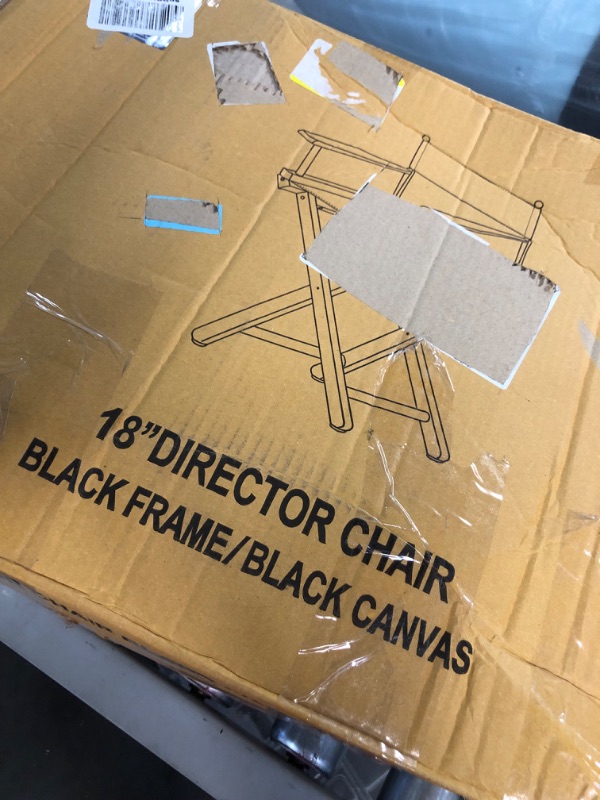 Photo 2 of (USED AND DAMAGED)Casual Home Director's Chair, Black Frame/Black Canvas,18" - Classic Height