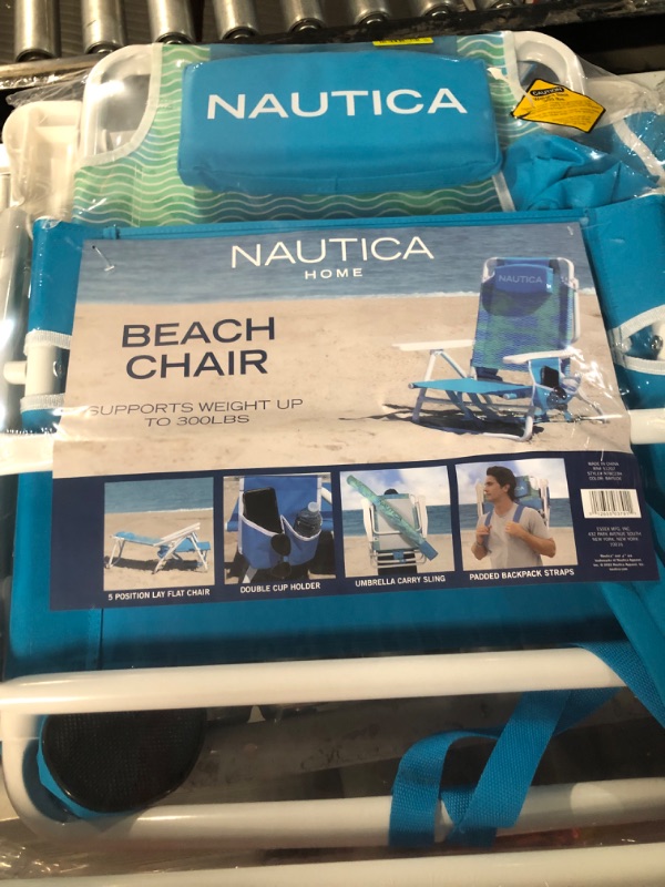 Photo 2 of (SEE NOTES) Nautica 5-Position Lay Flat Backpack Beach Chair Rainbow Stripe