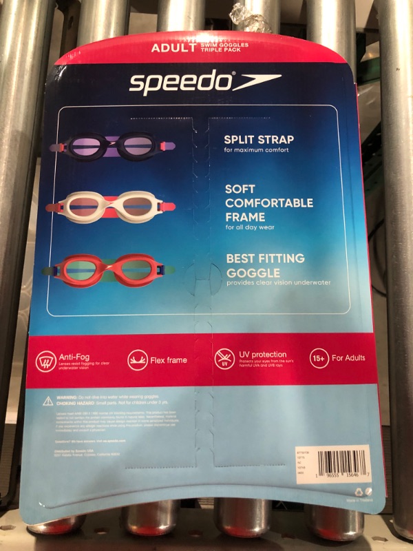 Photo 5 of (BUNDLE of 3) Speedo Adult Swim Goggles Triple Pack Assorted Colors 