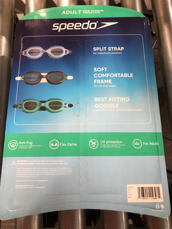 Photo 4 of (BUNDLE of 3) Speedo Adult Swim Goggles Triple Pack Assorted Colors 