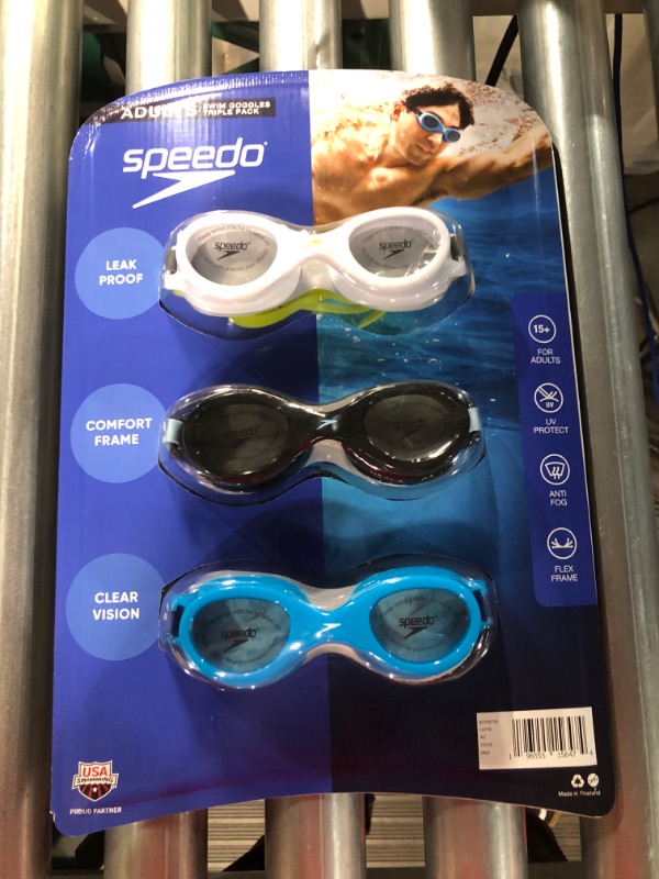 Photo 3 of (BUNDLE of 3) Speedo Adult Swim Goggles Triple Pack Assorted Colors 
