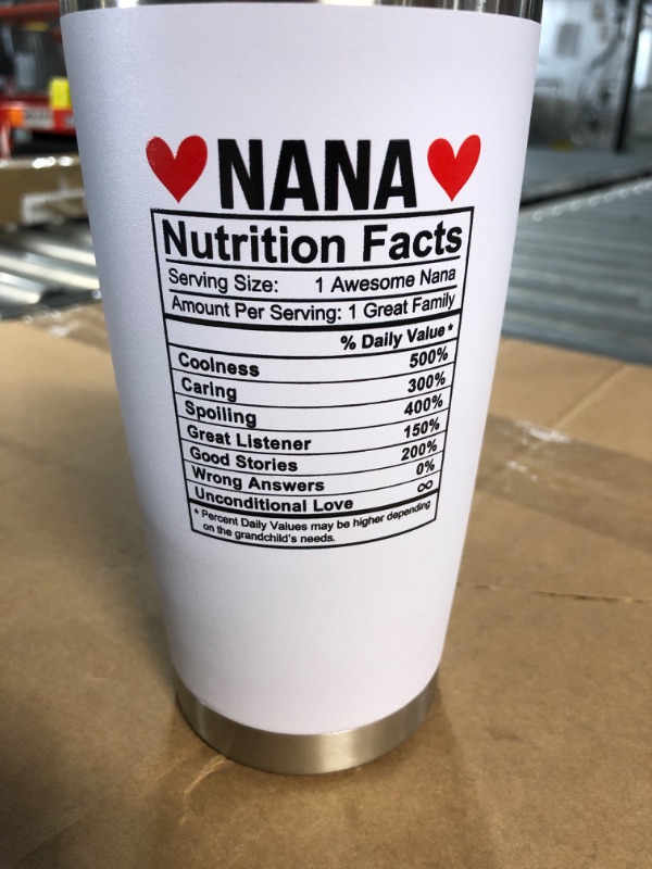 Photo 2 of **SIMILAR TO STOCK PHOTO** SpenMeta Nana Mothers Day Gift - Nana Nutrition Facts, 20oz WHITE