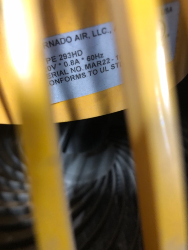 Photo 5 of [READ NOTES]
Vornado 293 Large Heavy Duty Air Circulator Shop Fan, Yellow, 16 In. Yellow Fan