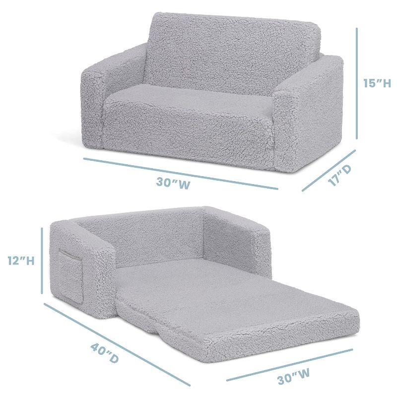 Photo 2 of Delta Children Serta perfect extra wide convertible sofa to lounger, comfy 2-1 flip Couch/Sleeper (Grey).