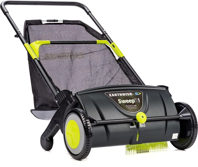 Photo 1 of Earthwise LSW70021 21-Inch Leaf & Grass Push Lawn Sweeper, Width, Black
