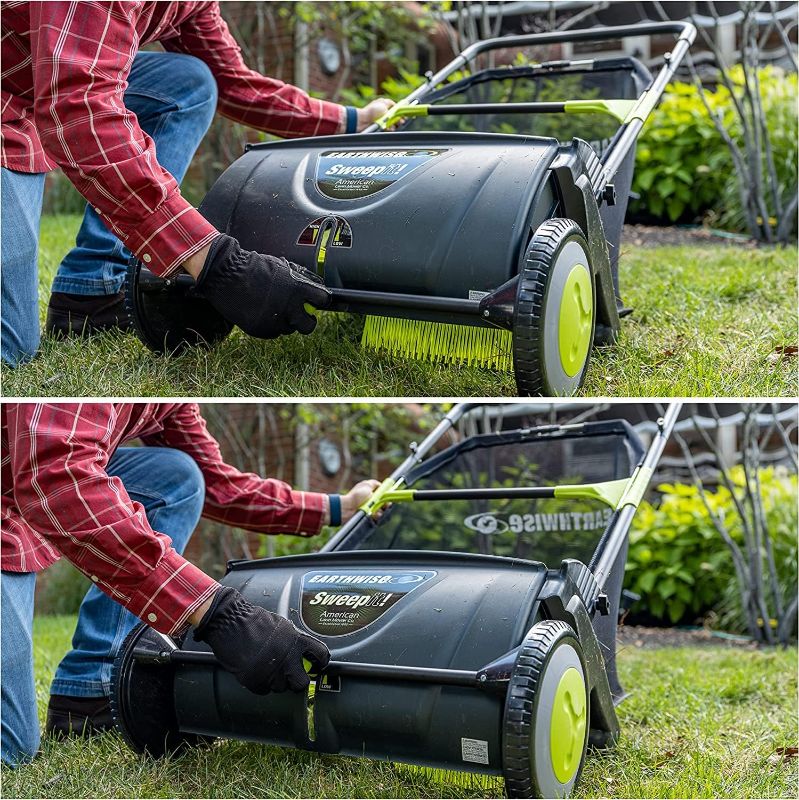 Photo 3 of Earthwise LSW70021 21-Inch Leaf & Grass Push Lawn Sweeper, Width, Black
