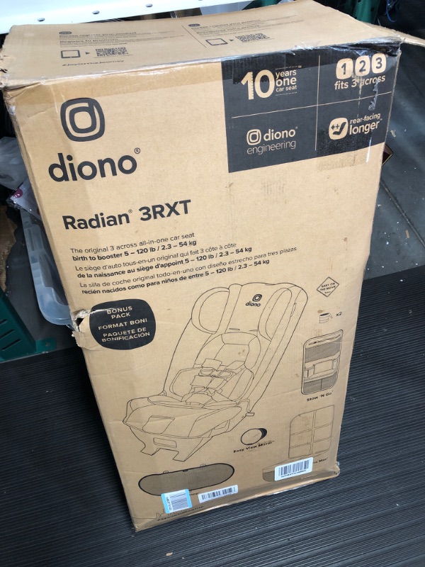 Photo 3 of Diono Radian 3RXT Bonus Pack, 4-in-1 Convertible Car Seat, Extended Rear and Forward Facing, 10 Years 1 Car Seat, Slim Fit 3 Across, with 6 Accessories Inc. Baby Car Mirror, Car Seat Protector, Black 3RXT Bonus Pack Black