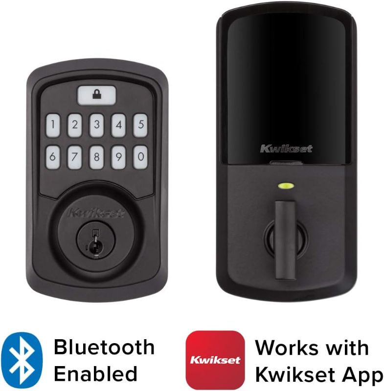 Photo 2 of Kwikset 99420-003 Aura Bluetooth Programmable Keypad Door Lock Deadbolt Featuring SmartKey Security, Iron Black
