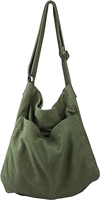 Photo 1 of Canvas Hobo Crossbody Shoulder Tote Bag for Women and Men W/Multi-pocket (green)
