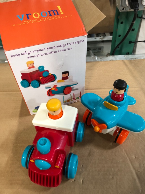 Photo 2 of Battat – Push and Go Vehicles – Friction Powered Pull-back Cars for Kids 18 Months + (Plane + Train Combo) Plane+Train Combo