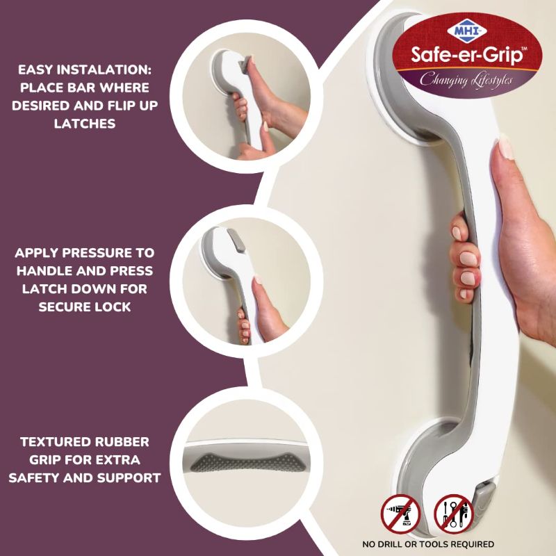 Photo 2 of Safe Grip Changing Lifestyles Suction Cup Grab Shower Bars, For Bathtubs & Showers