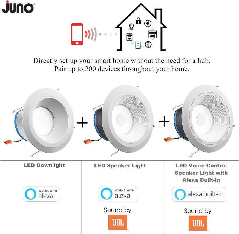 Photo 2 of Juno Lighting 6-Inch Juno AI Smart Light Color Temperature Tunable LED Retrofit Recessed Downlight, Wi-Fi Capable, Alexa Compatible, 1000 Lumen, White
