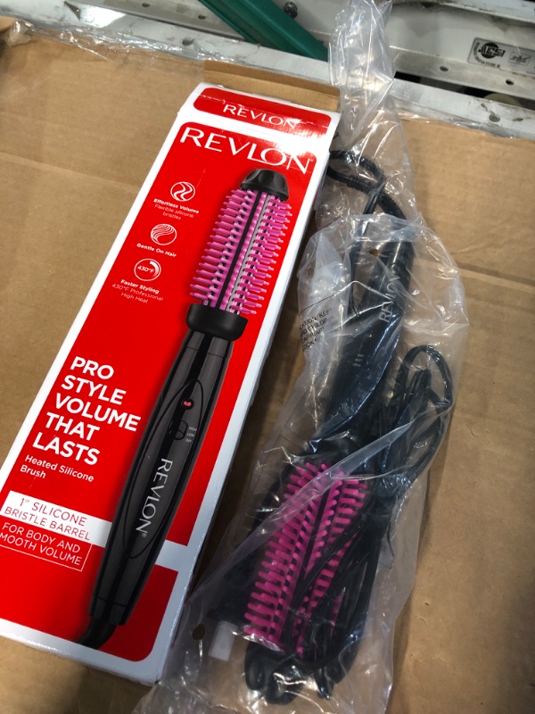 Photo 3 of REVLON Silicone Bristle Heated Hair Styling Brush, Black, 1 inch barrel
