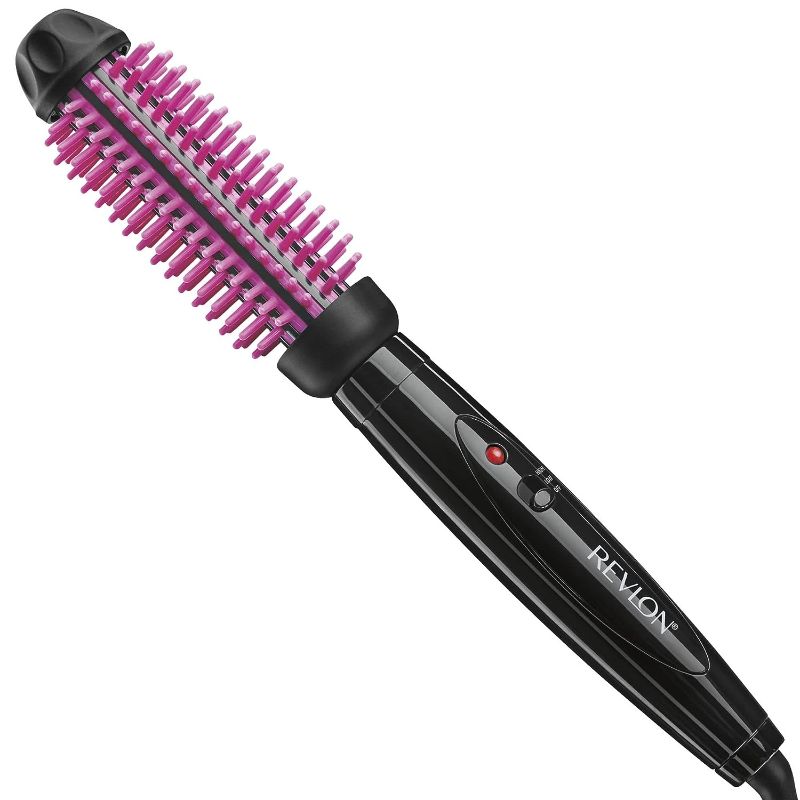 Photo 1 of REVLON Silicone Bristle Heated Hair Styling Brush, Black, 1 inch barrel
