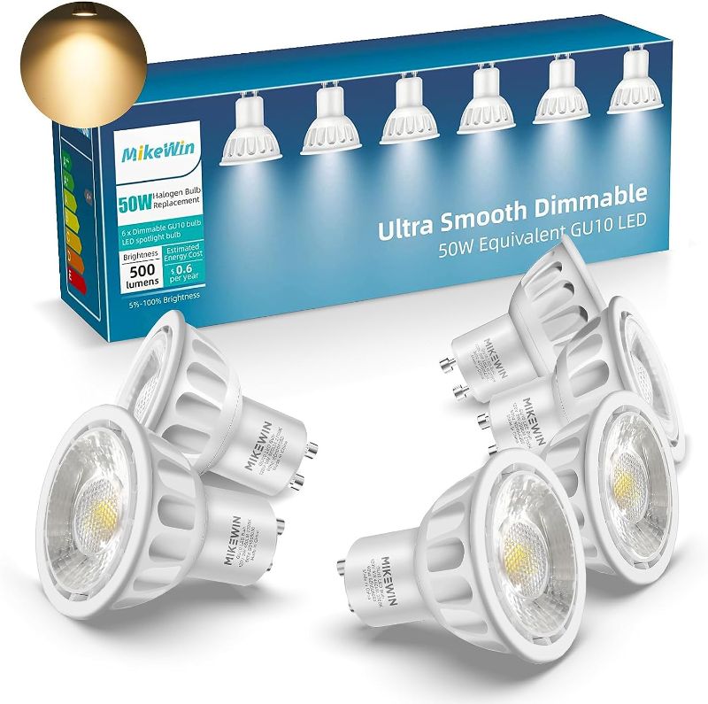 Photo 1 of MikeWin GU10 LED Light Bulb, 6 Pack LED GU10 120V 5W, Dimmable