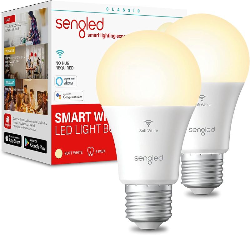 Photo 1 of Sengled Smart Light Bulbs, WiFi Light Bulbs, Alexa Light Bulb, Smart Bulbs that Work with Alexa & Google Assistant, 2 Pack
