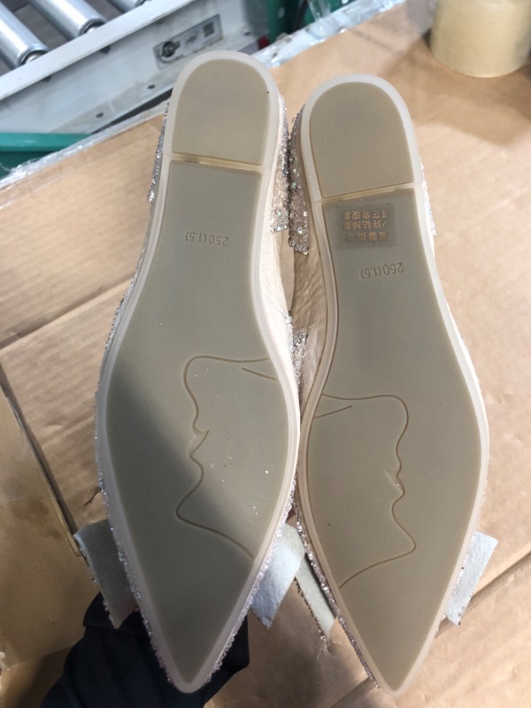 Photo 1 of Flats Shoes Women Rhinestone Wedding Flats Comfort Pointed Toe Ballet Flat Shoe Low Heel Dress Shoes Sparkly Flats for Women
