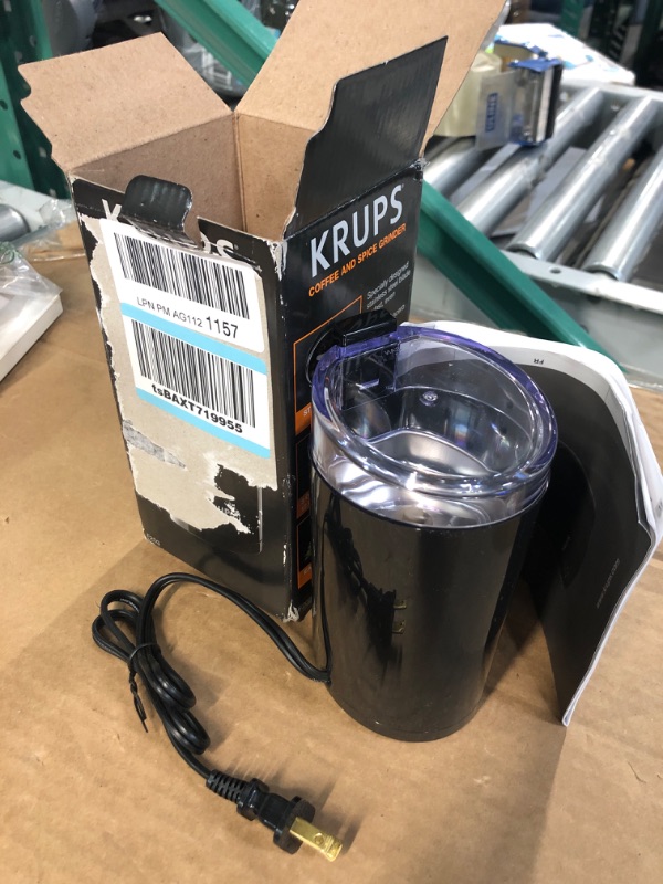 Photo 2 of (USED) Krups Stainless Steel Coffee and Spice Grinder 12 Cup Easy to Use, One Touch Operation 200 Watts Coffee, Spices, Dry Herbs Black