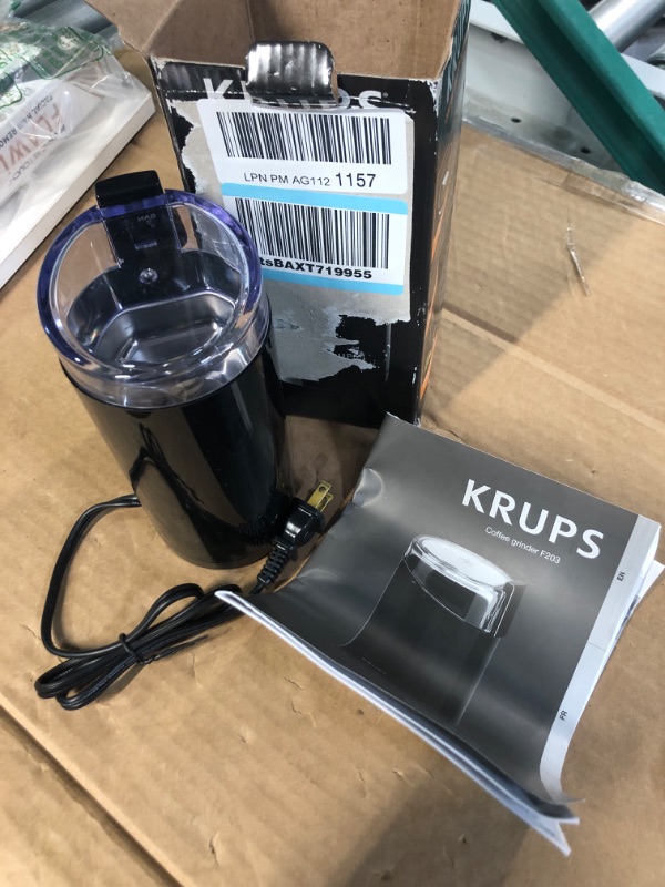 Photo 3 of (USED) Krups Stainless Steel Coffee and Spice Grinder 12 Cup Easy to Use, One Touch Operation 200 Watts Coffee, Spices, Dry Herbs Black