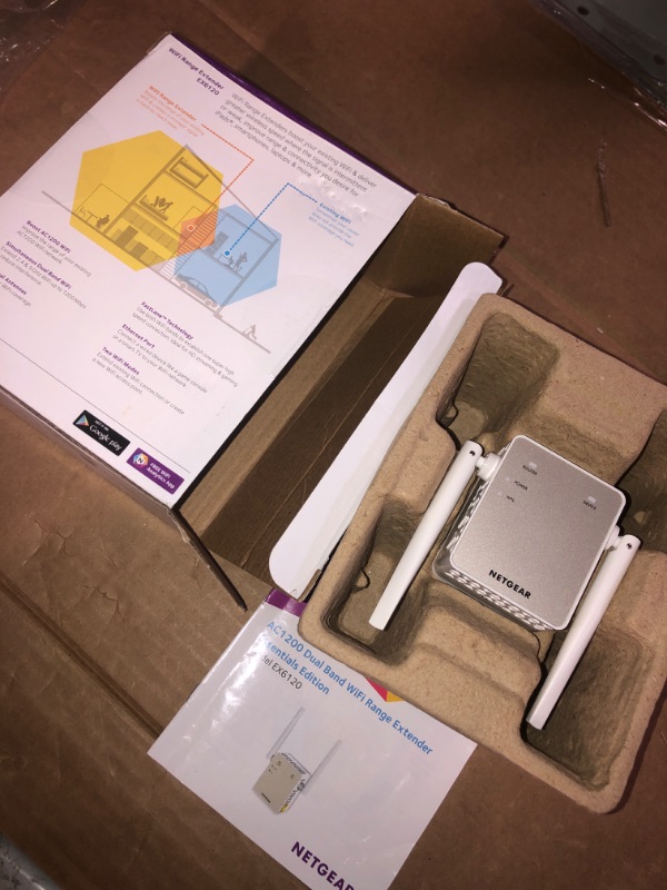 Photo 1 of NETGEAR Wi-Fi Range Extender EX6120 - Coverage Up to 1500 Sq Ft and 25 Devices with AC1200 Dual Band Wireless Signal Booster & Repeater (Up to 1200Mbps Speed), and Compact Wall Plug Design WiFi Extender AC1200
