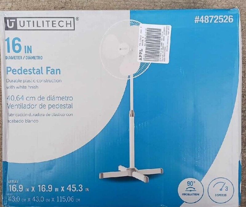 Photo 1 of *SEE NOTES* NEW Utilitech 16-in 3-Speed Indoor White Oscillating Pedestal Fan SP8-6RR