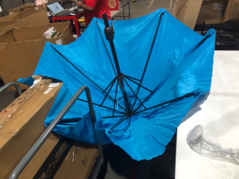 Photo 2 of *USED* UNKNOWN MISSING PARTS* Blissun 9' Outdoor Aluminum Patio Umbrella (Light Blue)