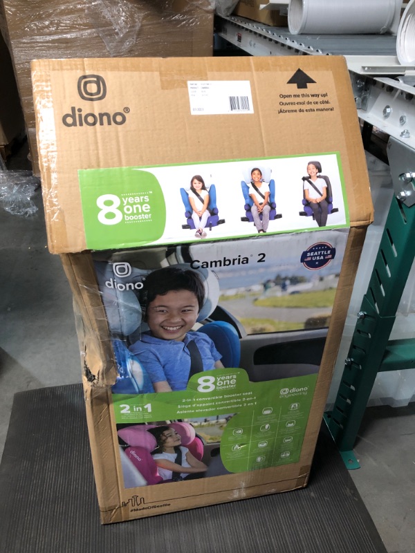 Photo 5 of Diono Cambria 2 XL, Dual Latch Connectors, 2-in-1 Belt Positioning Booster Seat, High-Back to Backless Booster with Space and Room to Grow, 8 Years 1 Booster Seat, Blue 2020 Blue