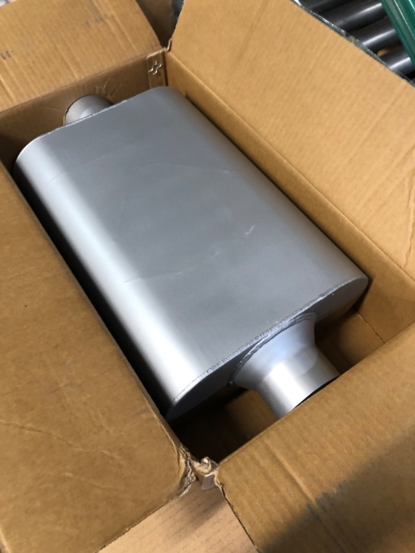 Photo 2 of Universal Exhaust Muffler with Aggressive Sound, Anti-corrosive Muffler, Chamber Performance Mufflers for Cars, Trucks(2" center in|2"center out overall18") center in | center out 2" center in|2"center out overall18"