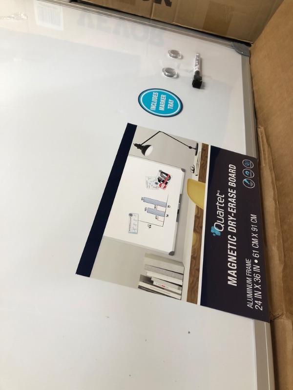 Photo 3 of Quartet Magnetic Whiteboard, 2' x 3' White Boards, Dry Erase Board Includes One Quartet dry erase marker & Marker Tray, Home Office Accessories, Euro Style Aluminum Frame (UKTE2436-ECR)