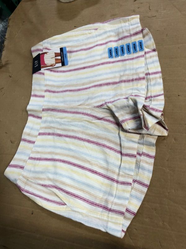 Photo 3 of Gap Ladies Linen Pull On Elastic Waistband Short (Dotted Sun Stripe, L) 
