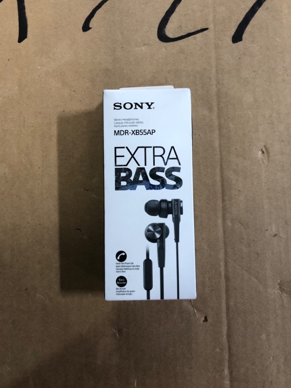 Photo 3 of Sony MDRXB55AP Wired Extra Bass Earbud Headphones/Headset with Mic for Phone Call, Black