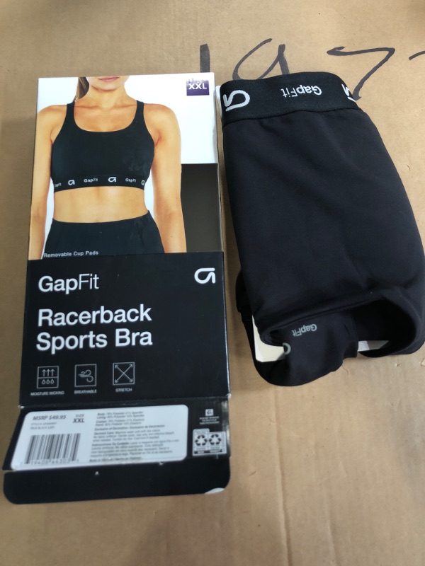 Photo 2 of GAP Fit Women's 4 Way Stretch Moisture Wicking Racerback Sports Bra XXL (black)
