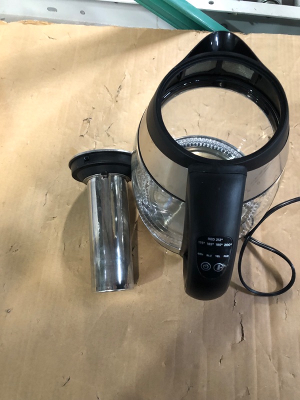 Photo 3 of **USED/DIRTY**
Chefman Electric Kettle with Temperature Control, 5 Presets LED Indicator Lights, Removable Tea Infuser, Glass Tea Kettle & Hot Water Boiler, 360° Swivel Base, BPA Free, Stainless Steel, 1.8 Liters