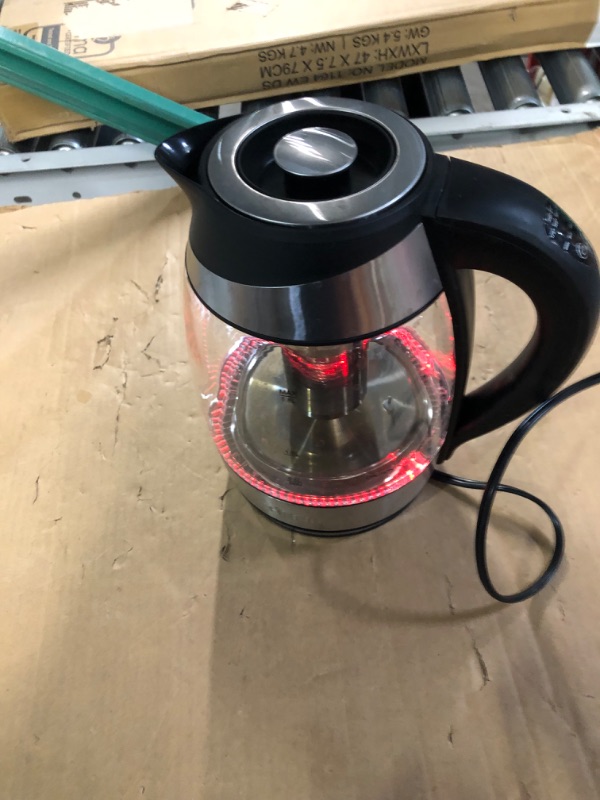 Photo 4 of **USED/DIRTY**
Chefman Electric Kettle with Temperature Control, 5 Presets LED Indicator Lights, Removable Tea Infuser, Glass Tea Kettle & Hot Water Boiler, 360° Swivel Base, BPA Free, Stainless Steel, 1.8 Liters