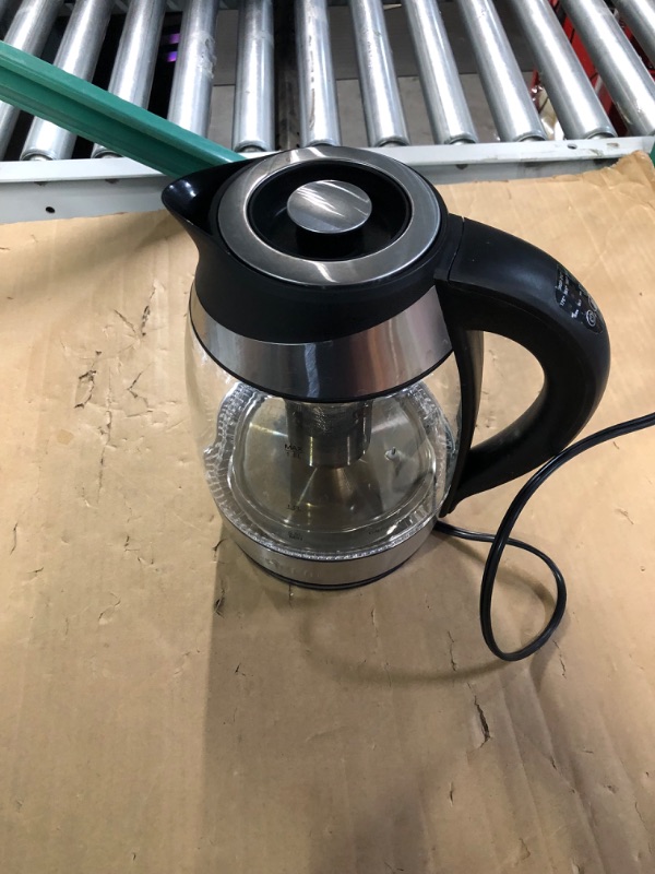 Photo 2 of **USED/DIRTY**
Chefman Electric Kettle with Temperature Control, 5 Presets LED Indicator Lights, Removable Tea Infuser, Glass Tea Kettle & Hot Water Boiler, 360° Swivel Base, BPA Free, Stainless Steel, 1.8 Liters