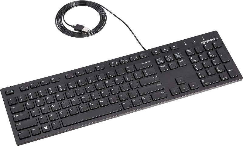 Photo 1 of Amazon Basics Low-Profile Wired USB Keyboard - Matte Black