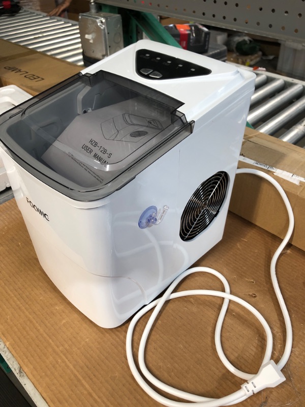 Photo 2 of (USED AND FOR PARTS ONLY)Ice Makers Countertop, Self-Cleaning Function, Portable Electric Ice Cube Maker Machine, 9 Pebble Ice Ready in 6 Mins, 26lbs 24Hrs with Ice Bags and Ice Scoop Basket for Home Bar Camping RV(White)