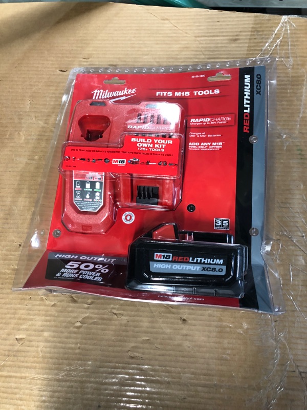 Photo 2 of Milwaukee 48-59-1880 M18 REDLITHIUM HIGH OUTPUT XC 8 Ah Lithium-Ion Battery and M18 /M12 Charger Kit