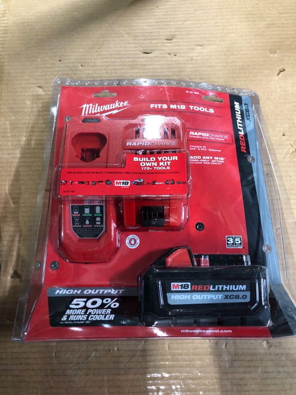 Photo 2 of Milwaukee 48-59-1880 M18 REDLITHIUM HIGH OUTPUT XC 8 Ah Lithium-Ion Battery and M18 /M12 Charger Kit