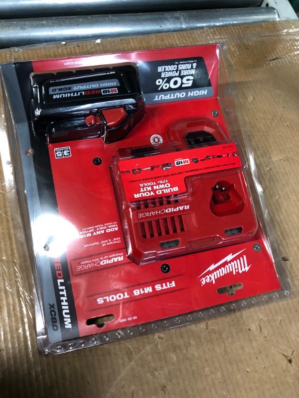 Photo 4 of Milwaukee 48-59-1880 M18 REDLITHIUM HIGH OUTPUT XC 8 Ah Lithium-Ion Battery and M18 /M12 Charger Kit