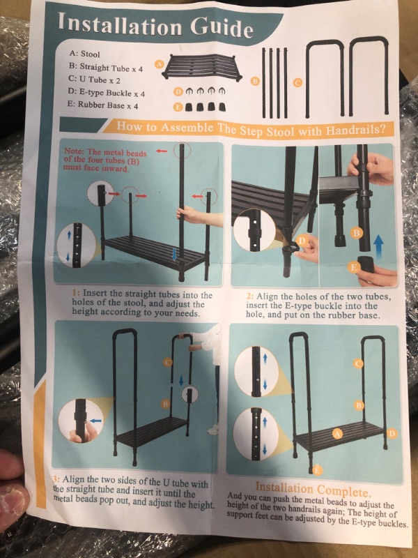 Photo 5 of ***POLES ARE BENT, NEEDS REPAIR OR USE FOR PARTS*** Safety RV Step Stool with Handle RV Step Ladder Support Stair Riser Adjustable Height