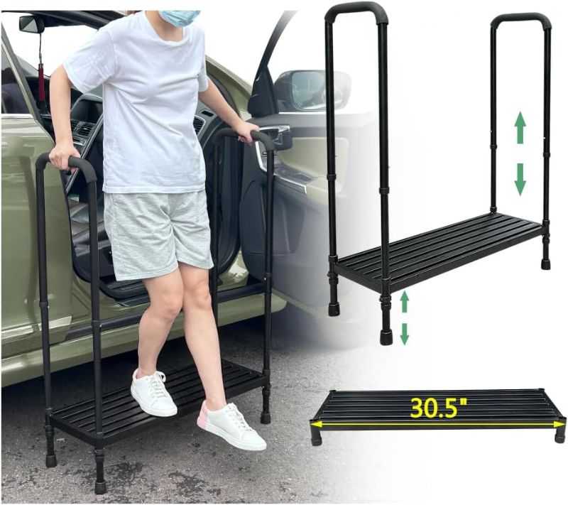 Photo 1 of ***POLES ARE BENT, NEEDS REPAIR OR USE FOR PARTS*** Safety RV Step Stool with Handle RV Step Ladder Support Stair Riser Adjustable Height