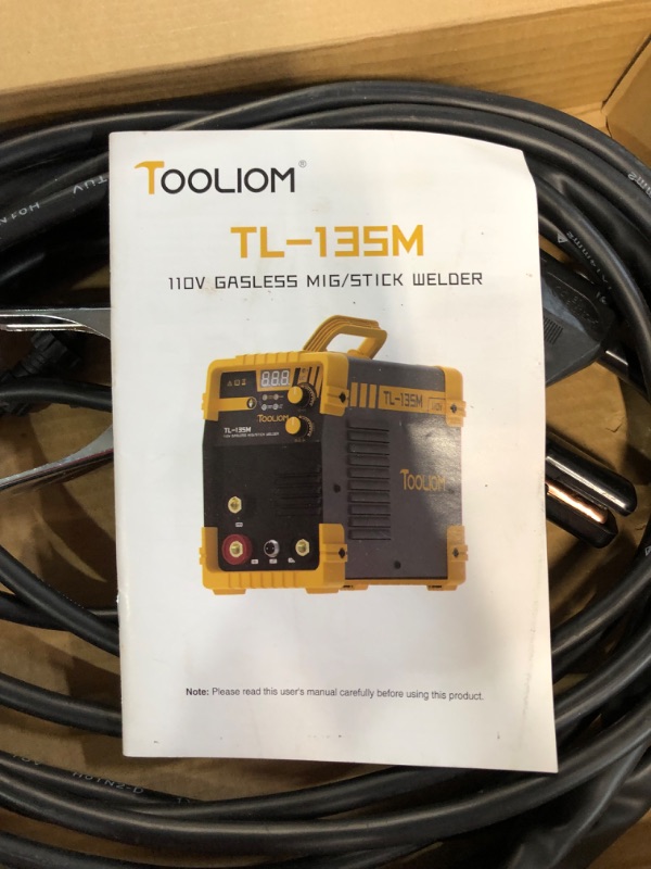 Photo 4 of **MISSING ACCESSORIES** TOOLIOM 135A Flux Core Welder MIG Welder 110V Flux MIG/Lift TIG/Stick 3-in-1 Welding Machine IGBT DC Inverter